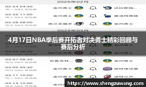 4月17日NBA季后赛开拓者对决勇士精彩回顾与赛后分析